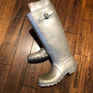 Tall Silver Hunter Rain Boots